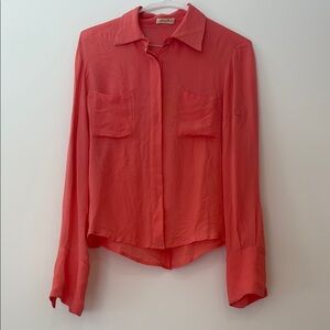Elegant Coral Button-Up Blouse